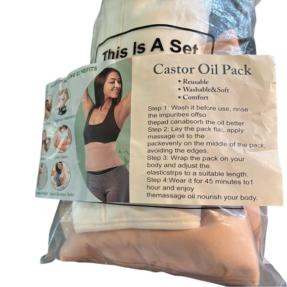 Castor Oil Tummy 3Pack White Black Beige Reusable Machine Wash Soft Comfortable - Picture 2 of 5